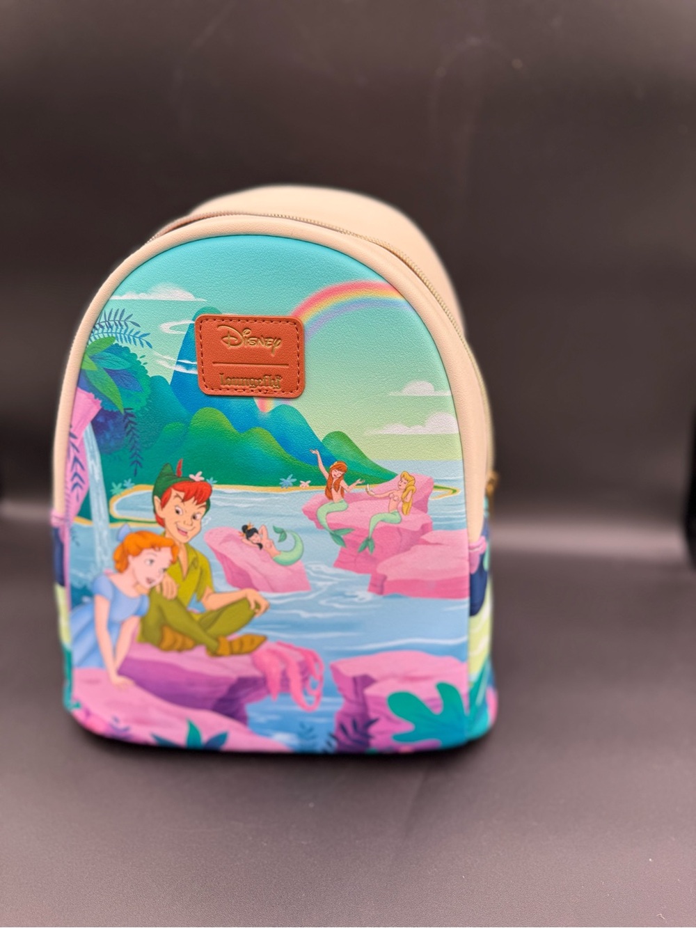 Disney Mini Backpack in Pink & Turquoise with Peter Pan Scene